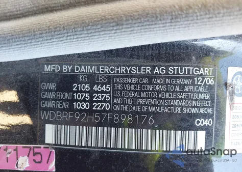 2007 Mercedes-Benz C 280 Luxury 4Matic from USA, damaged, VIN WDBRF92H57F898176